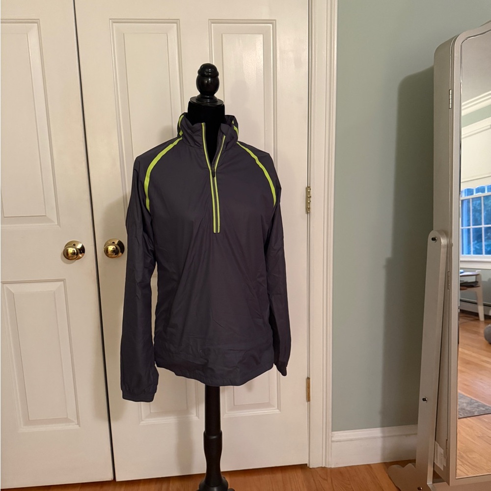 Women's Gray Windbreaker with Neon Accents